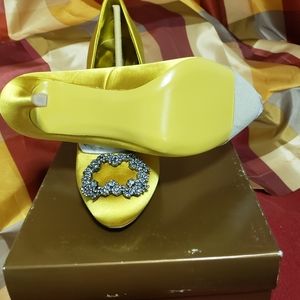 Audrey Brooke Satin shoe. Yellow